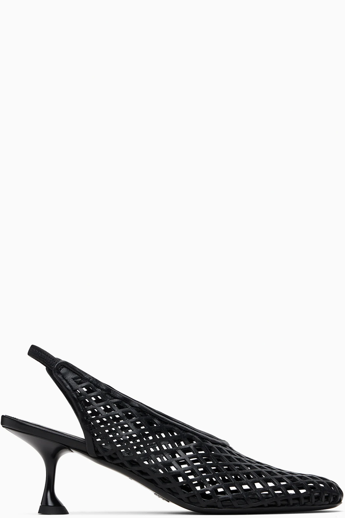 Black Tee Perforated Slingback Heels