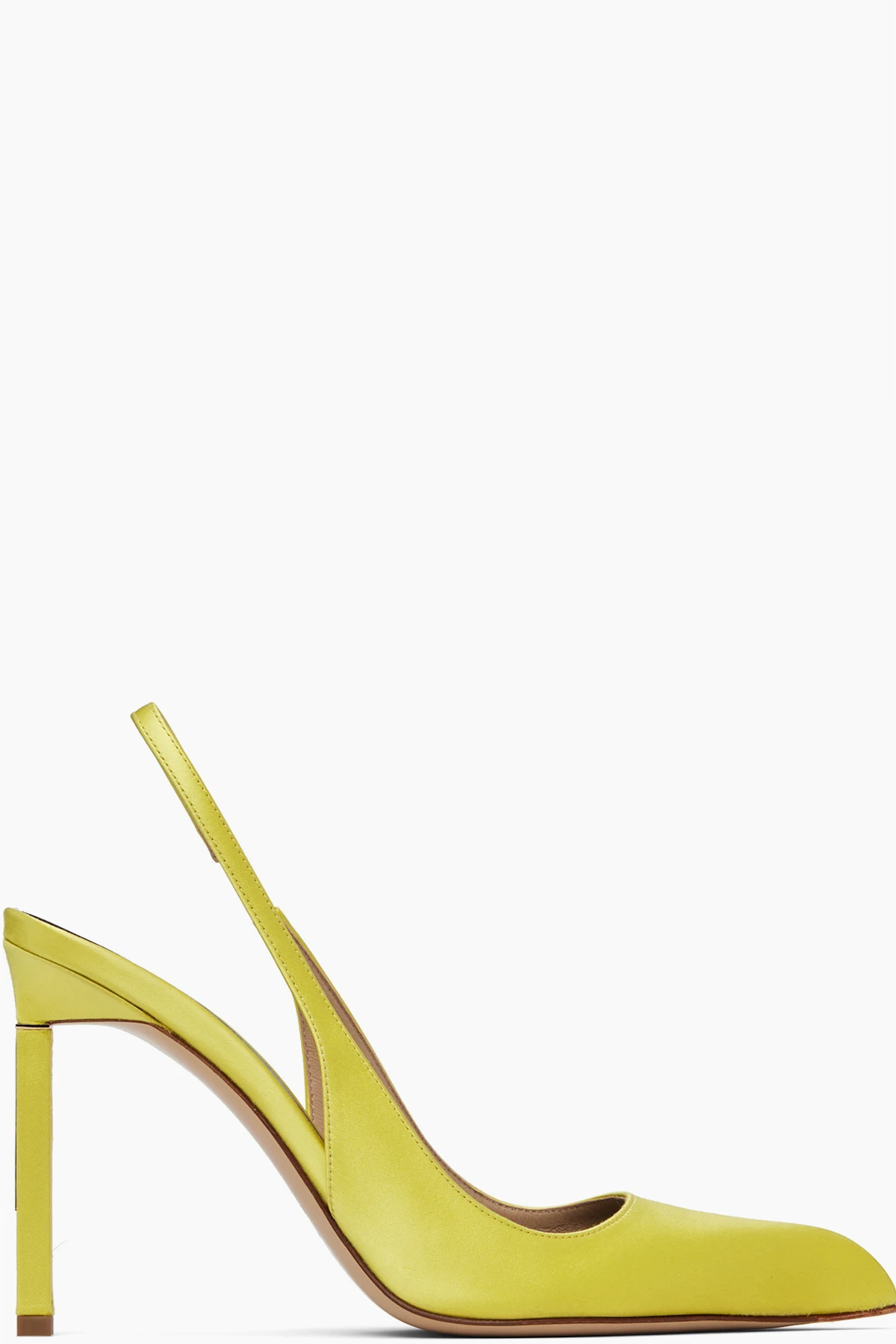 Yellow Satin T Slingback Heels