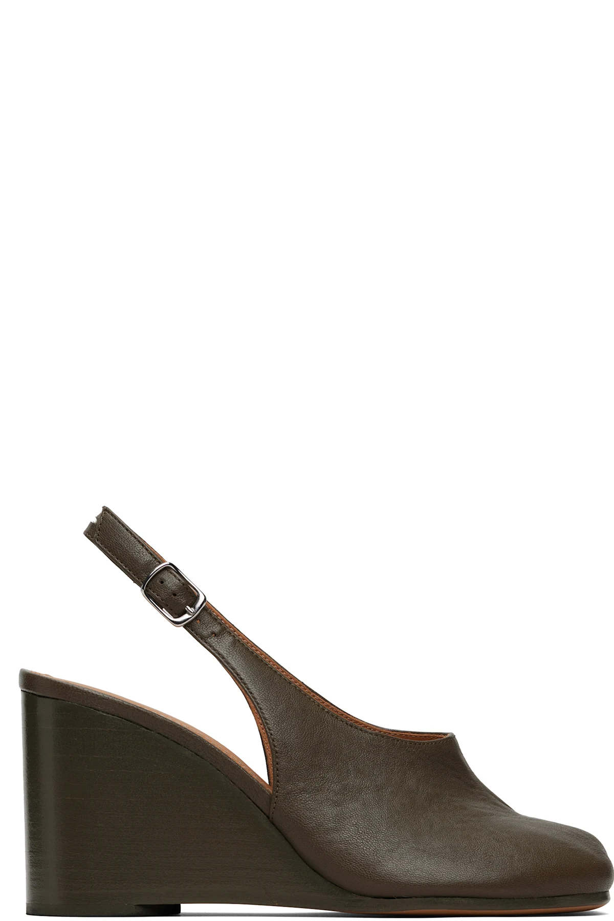 Taupe Tabi Wedge Slingback Heels