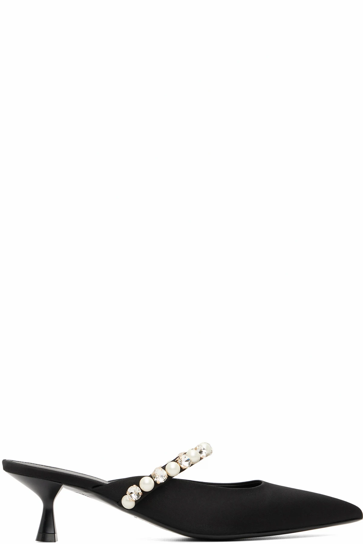 Black Elsa Pearl-Embellished Kitten Heels