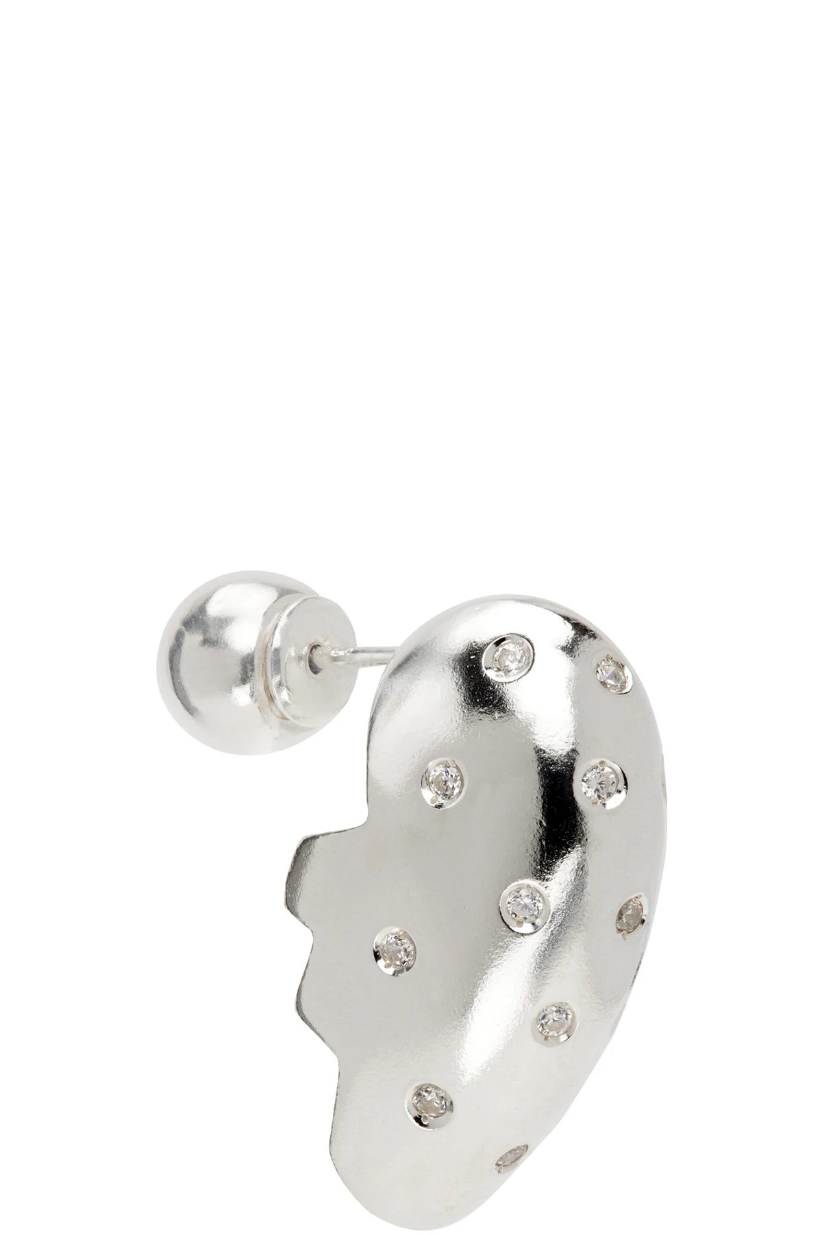 Silver Crystal Half Heart Earring