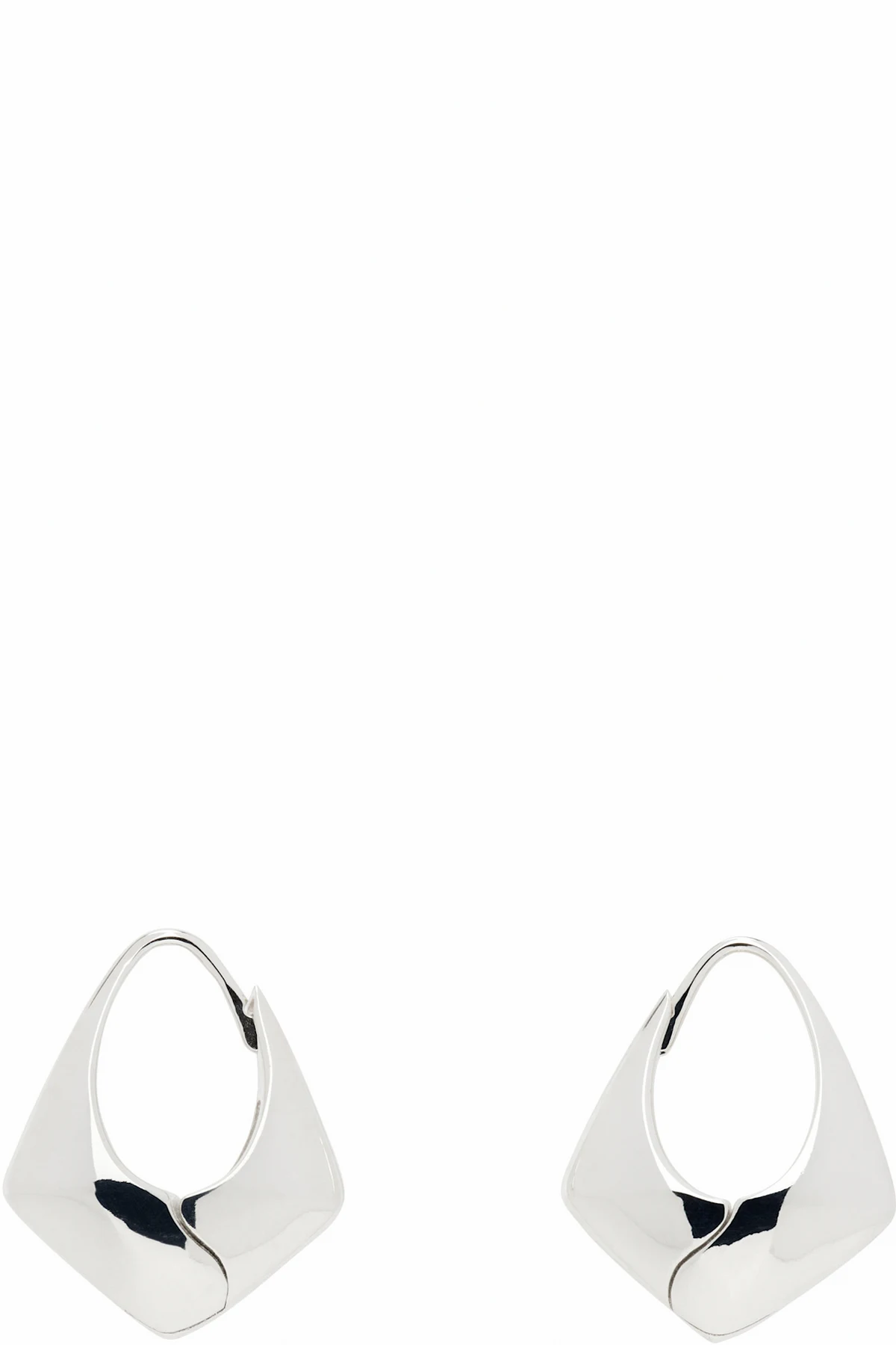 Silver Large Pyramid Hoop Earrings