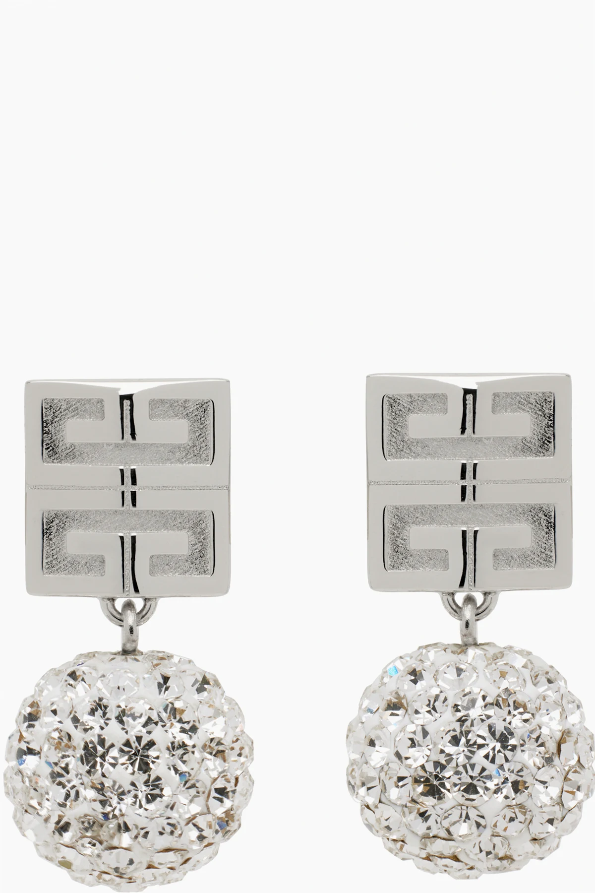 Silver 4G Metal & Crystal Earrings