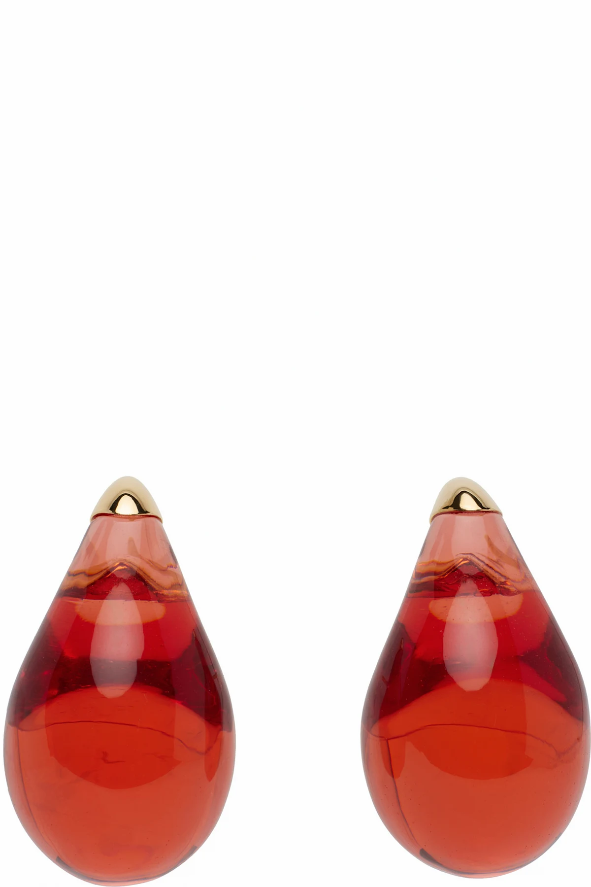 Gold & Red Small Drop Earrings