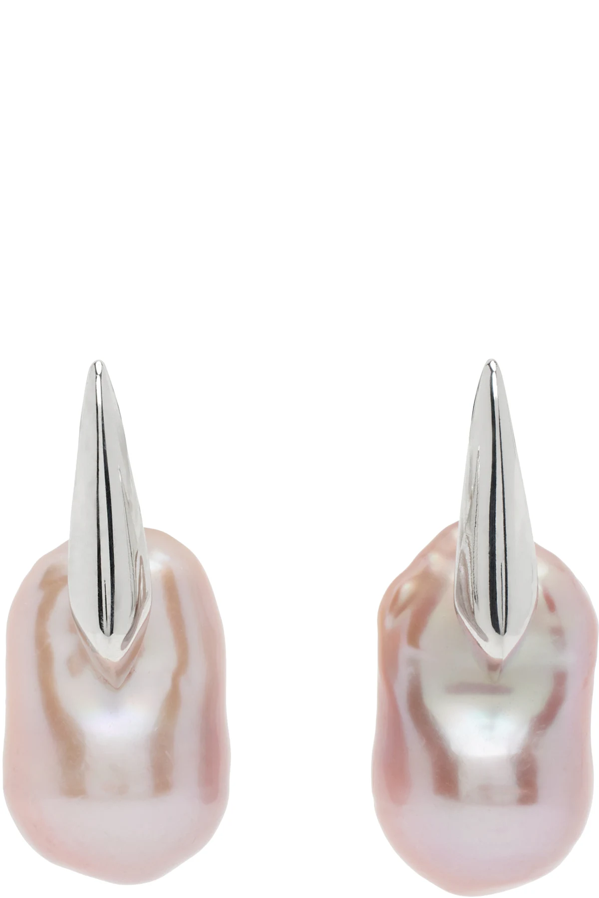 Silver & Pink Small Pearl Earrings