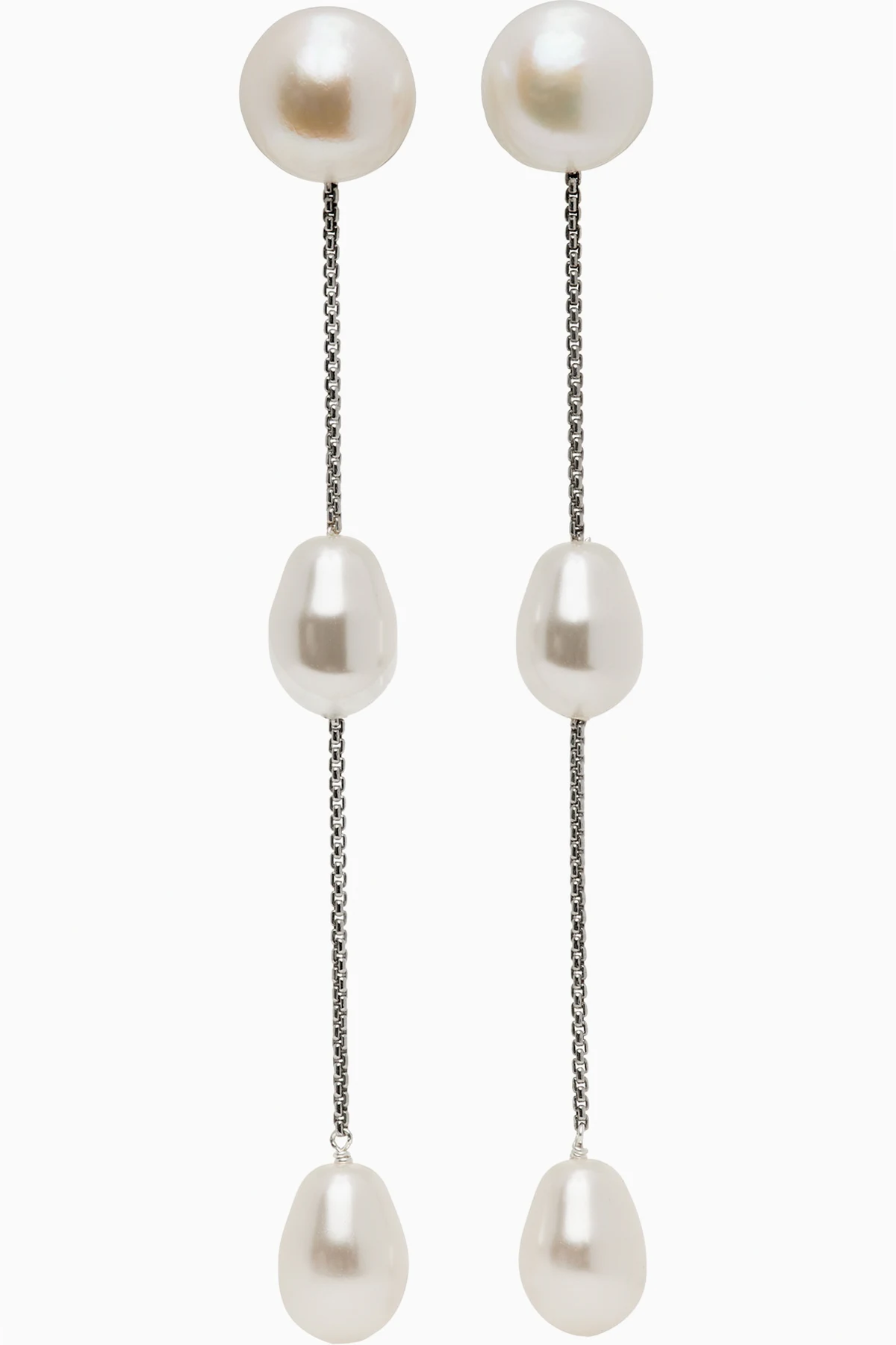 Silver Small Pearl Drop Earrings