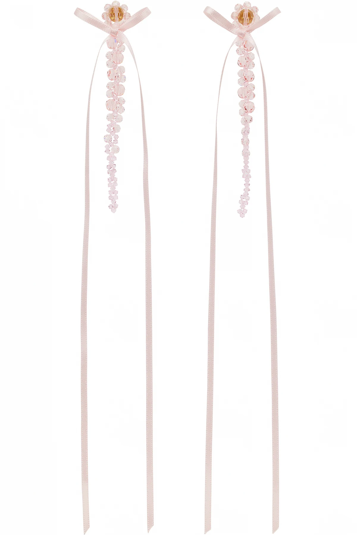 Pink Slim Bow Ribbon Drip Earrings