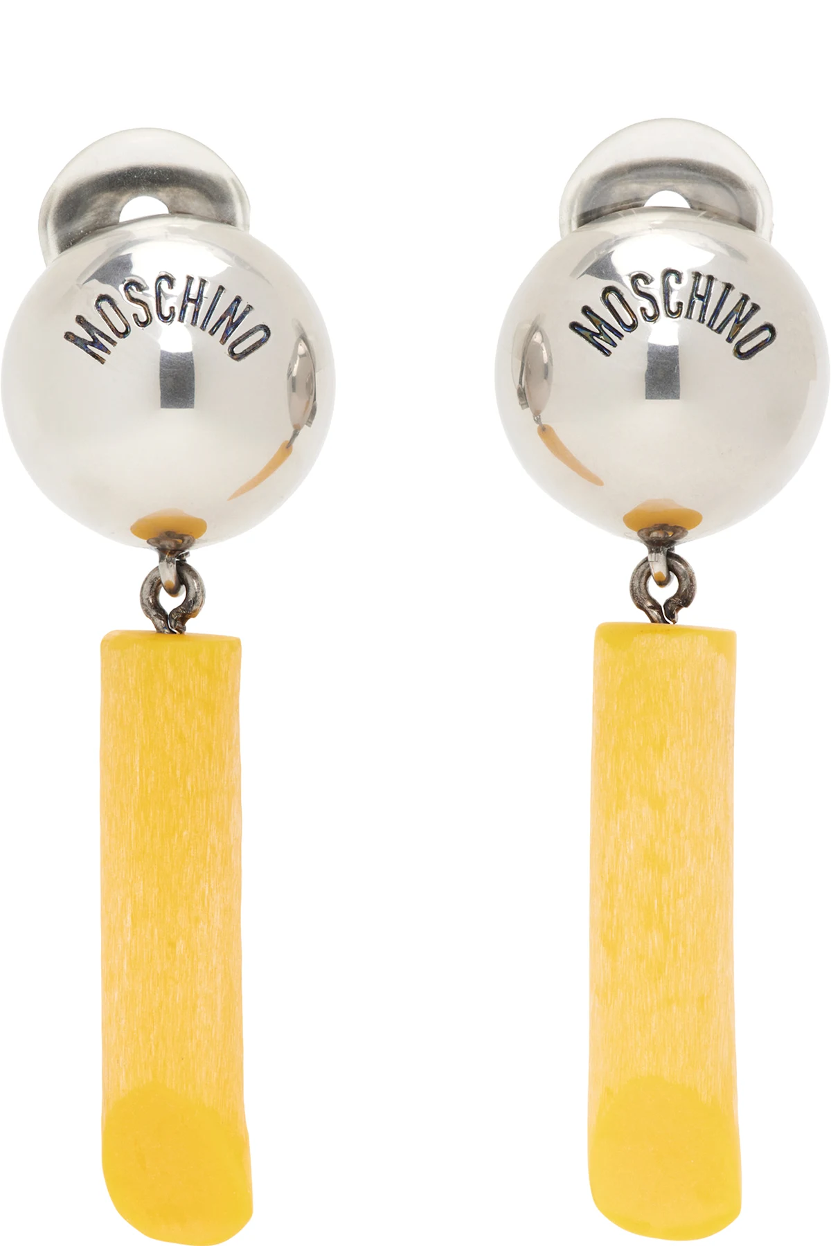 Silver & Yellow Engraved-Logo Earrings