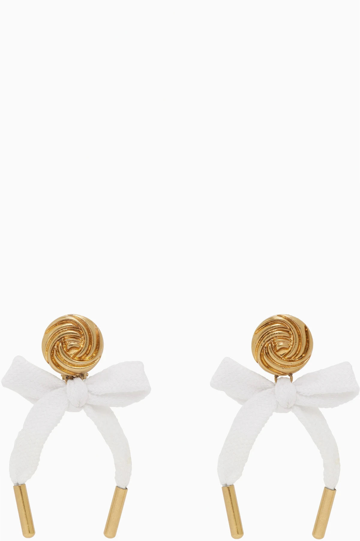 Gold & White Bow Earrings