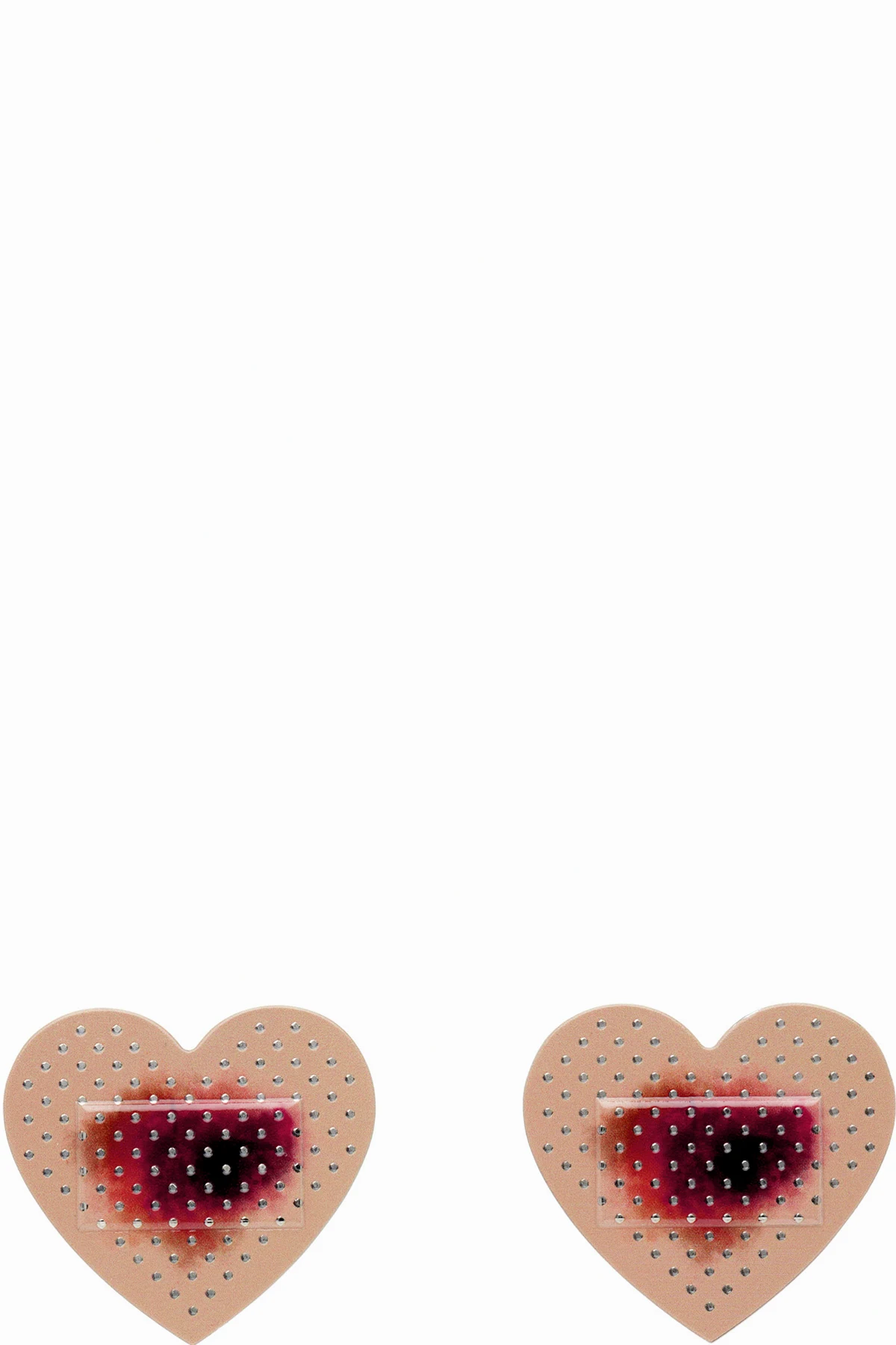 SSENSE Exclusive Beige & Silver D'heygere Edition Heart Bandage Earrings