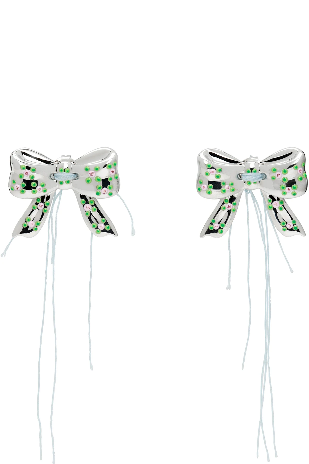 SSENSE Exclusive Silver D'heygere Edition Bow Button Earrings