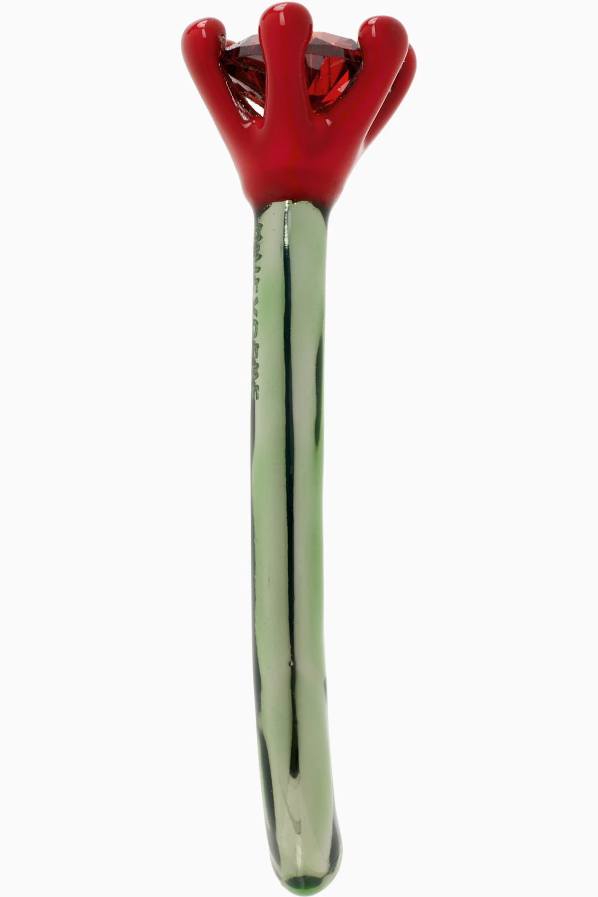 Green & Red Solitaire Rose Loop Single Earring