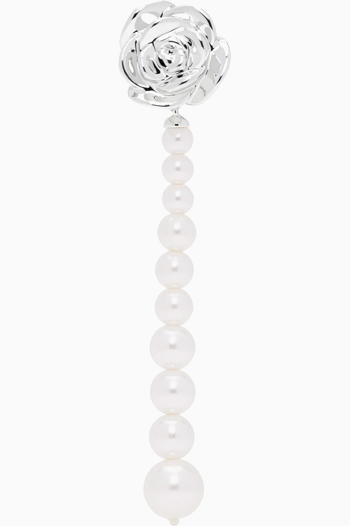 YVMIN Edition Faux-Pearl Chain Rose Single Earring