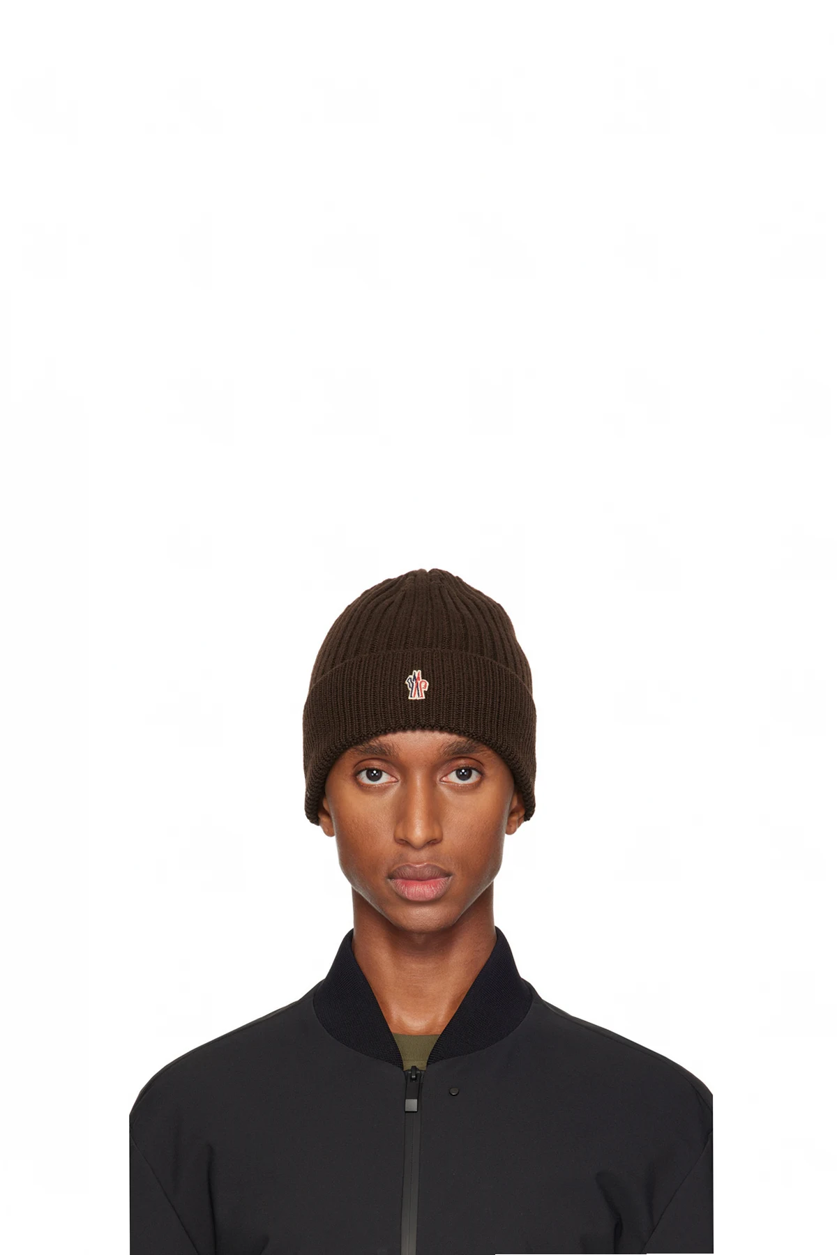 Brown Ribbed Knit Wool Beanie