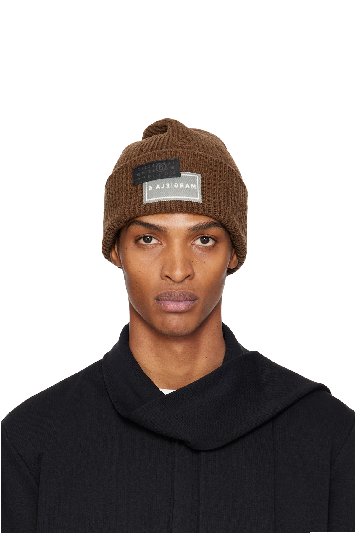Brown Logo Patch Beanie