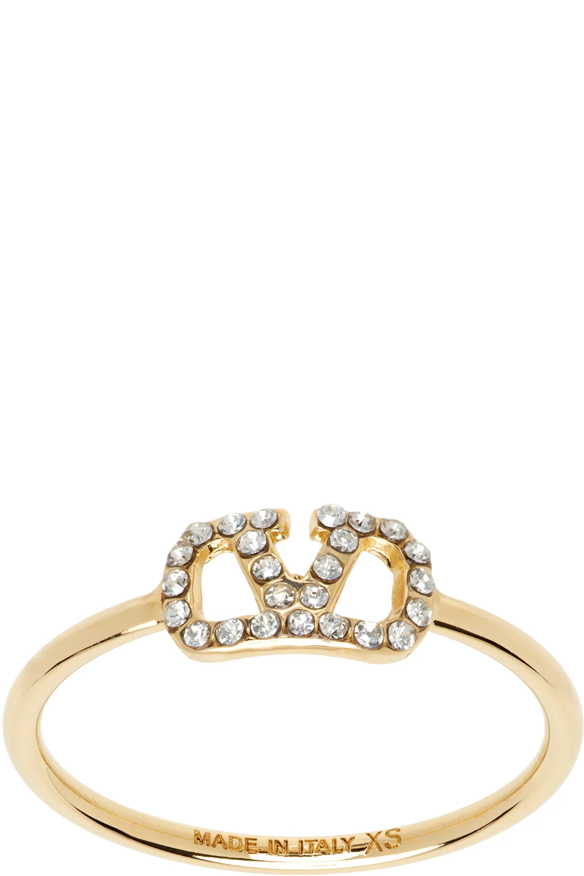 Gold VLogo Signature Metal & Swarovski Crystal Ring