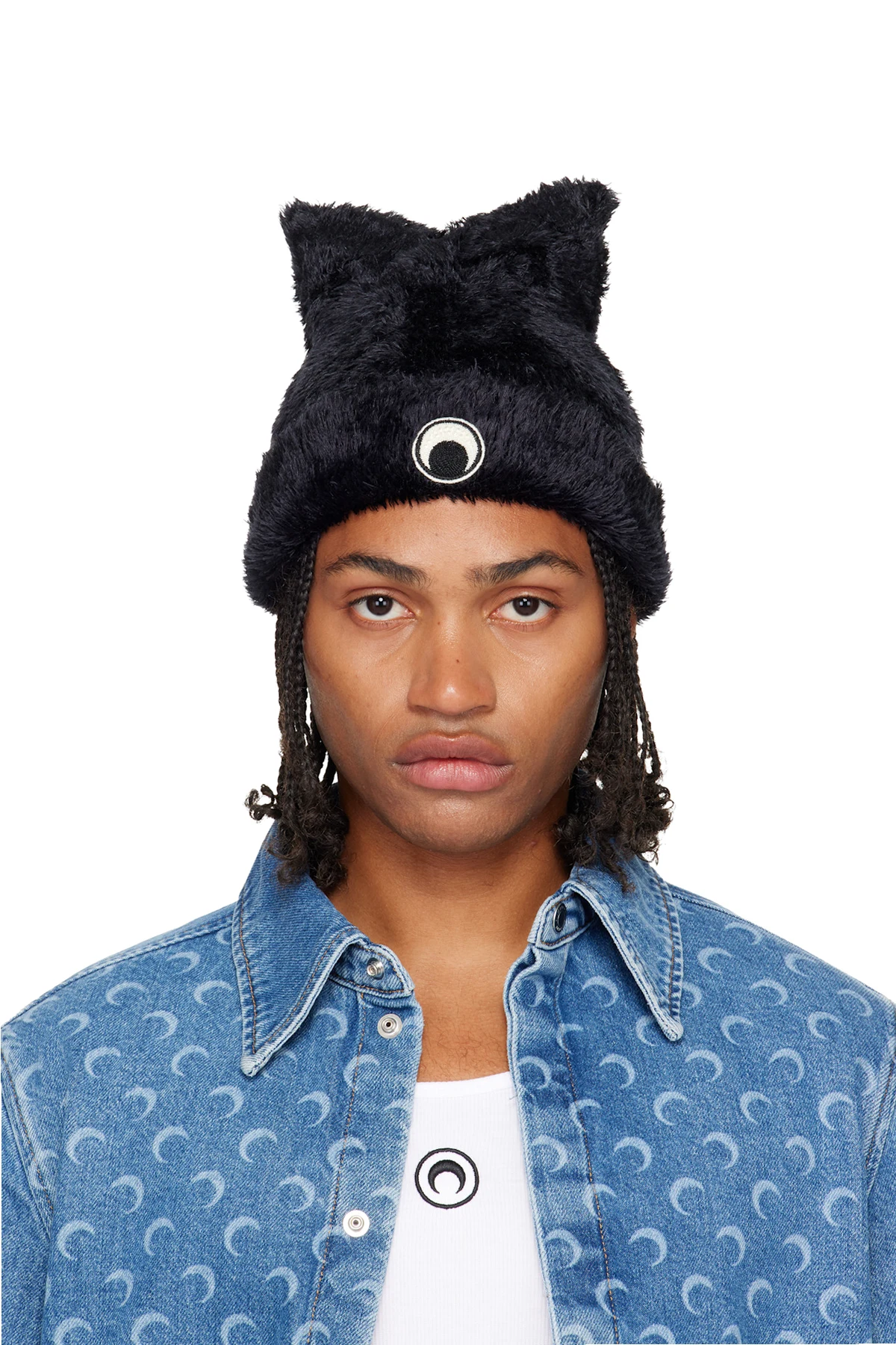 Black Wild Fluffy Knit Kawaii Beanie