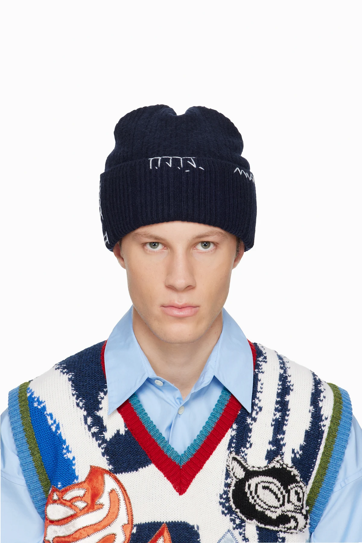 Navy Wool-Cashmere Beanie