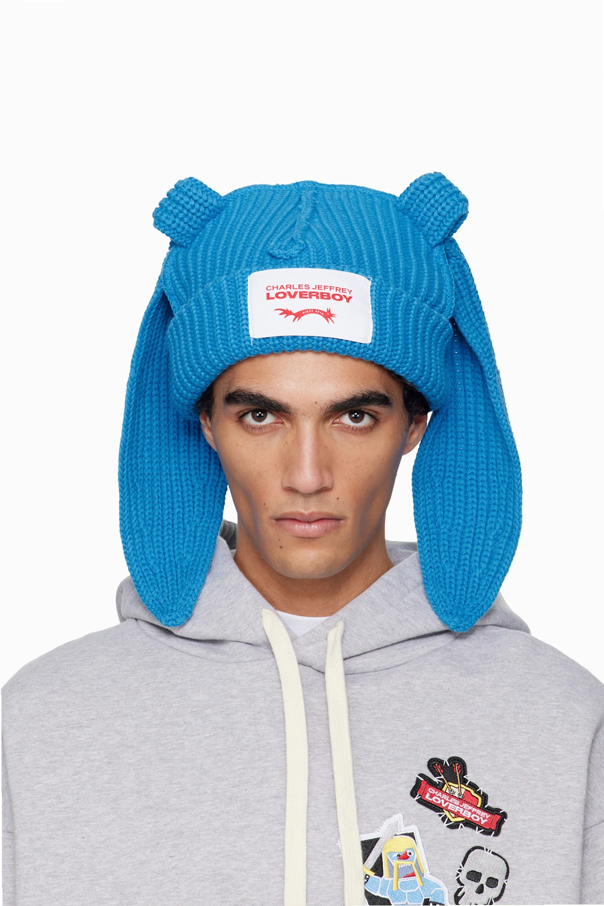 Blue Chunky Rabbit Beanie