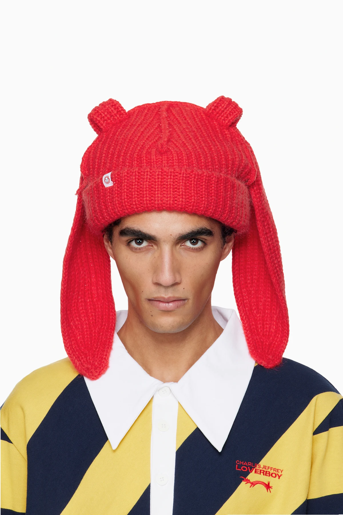 Red Mohair Chunky Rabbit Beanie