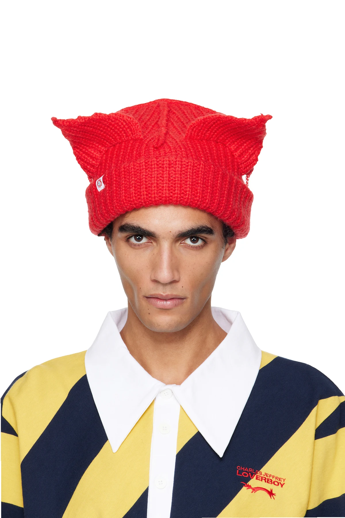 Red Mohair Chunky Ears Beanie