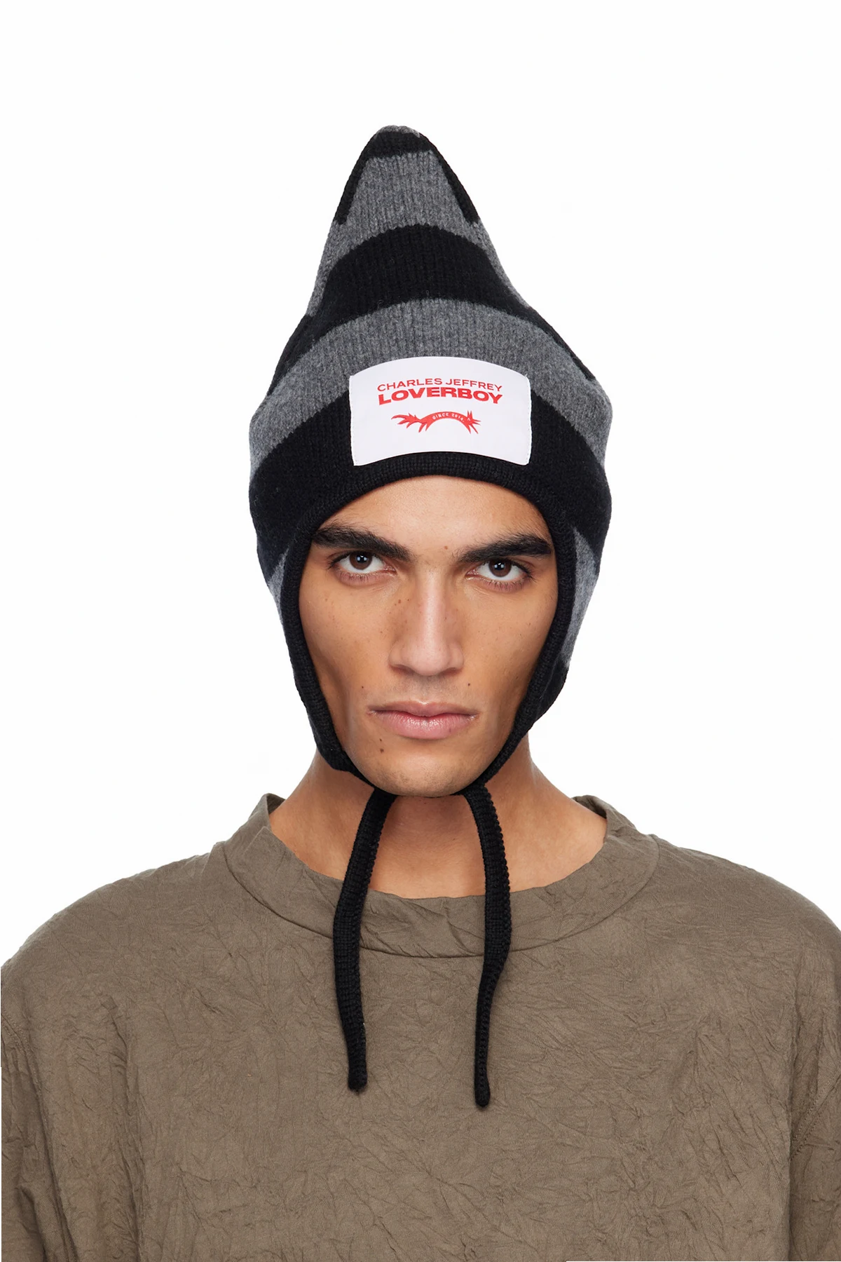 Black & Gray Spike Bonnet Beanie