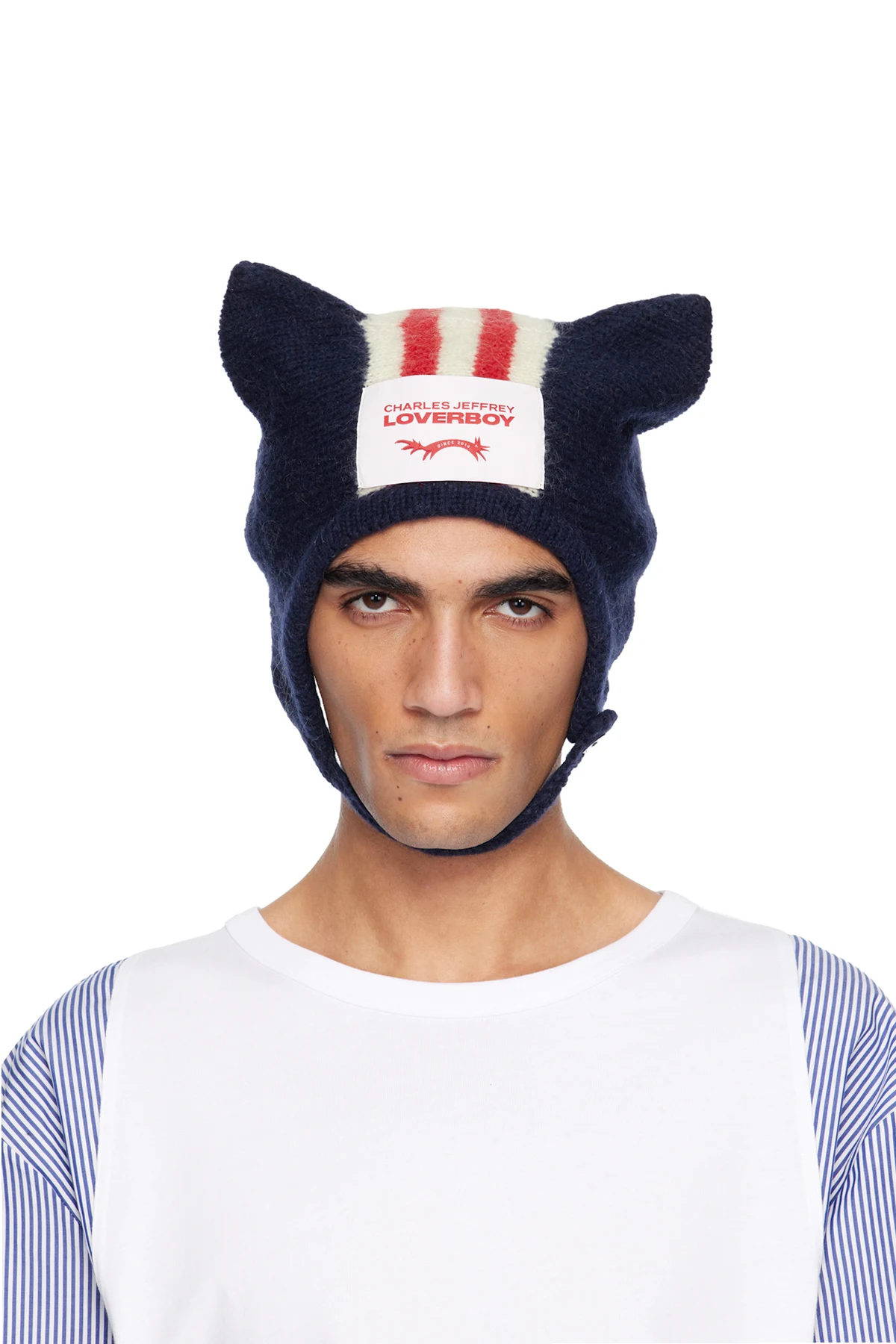 Navy Ears Bonnet Beanie