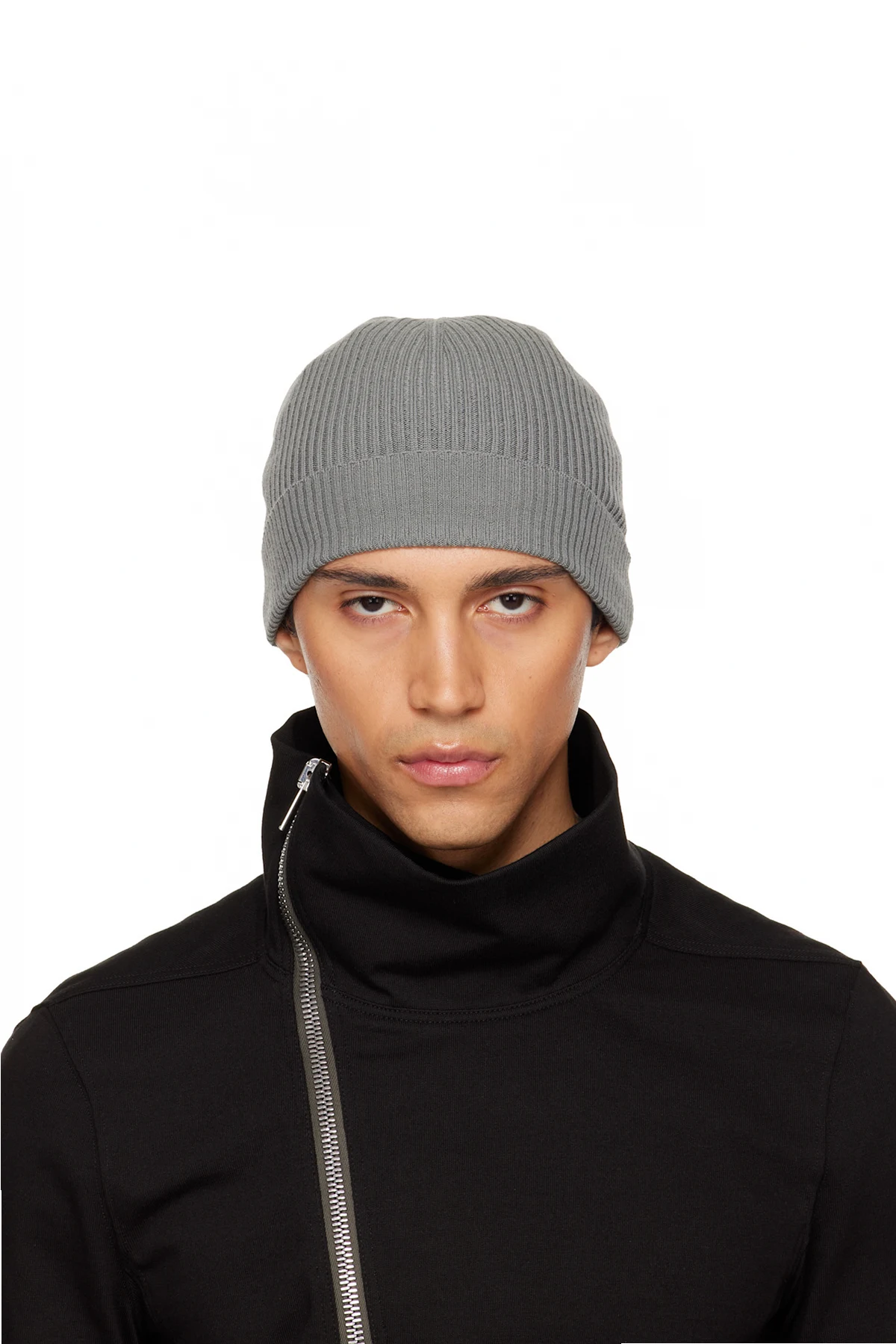 Gray Temple Ribbed Beanie