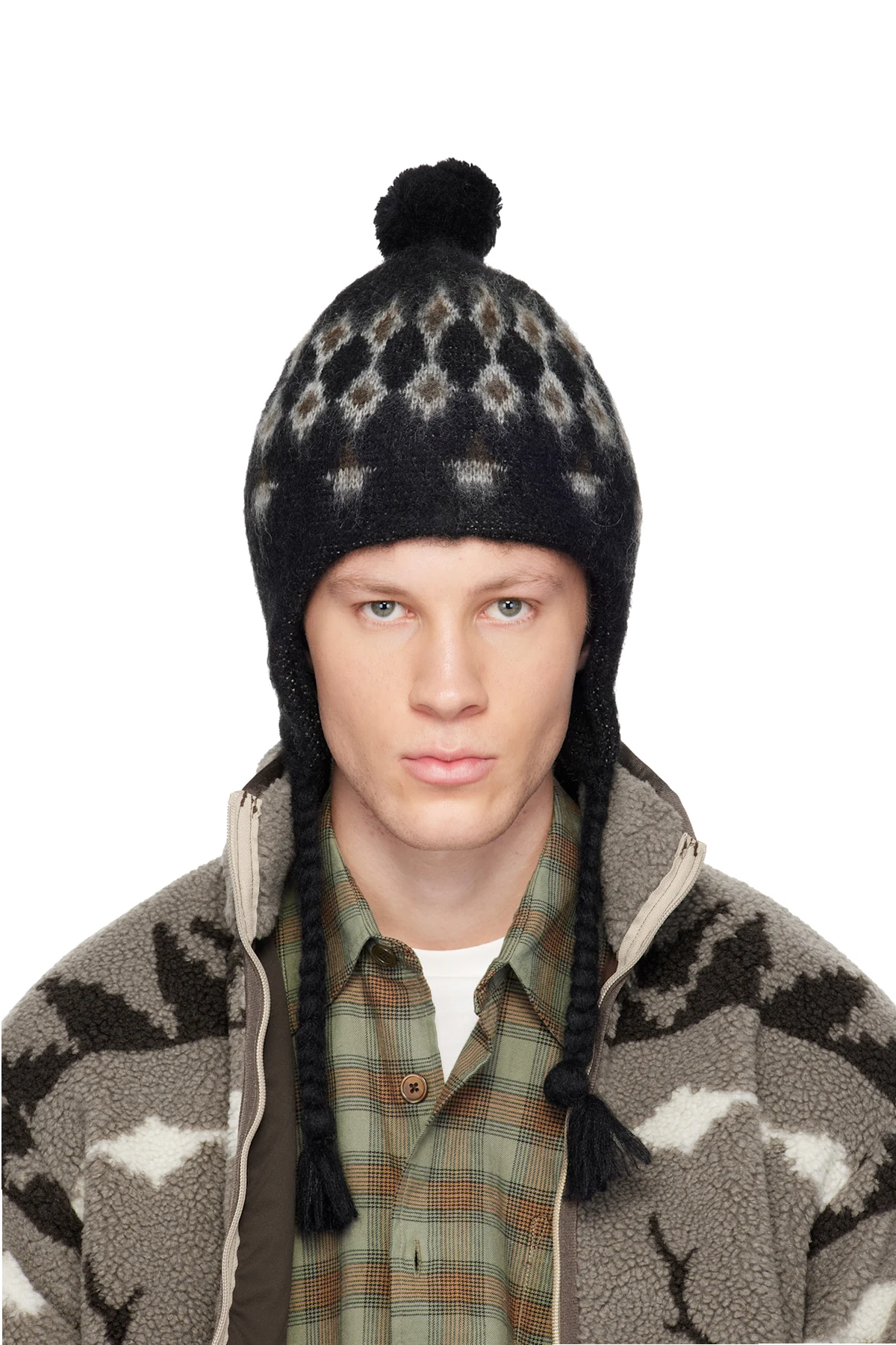 Black Mohair Knit Beanie