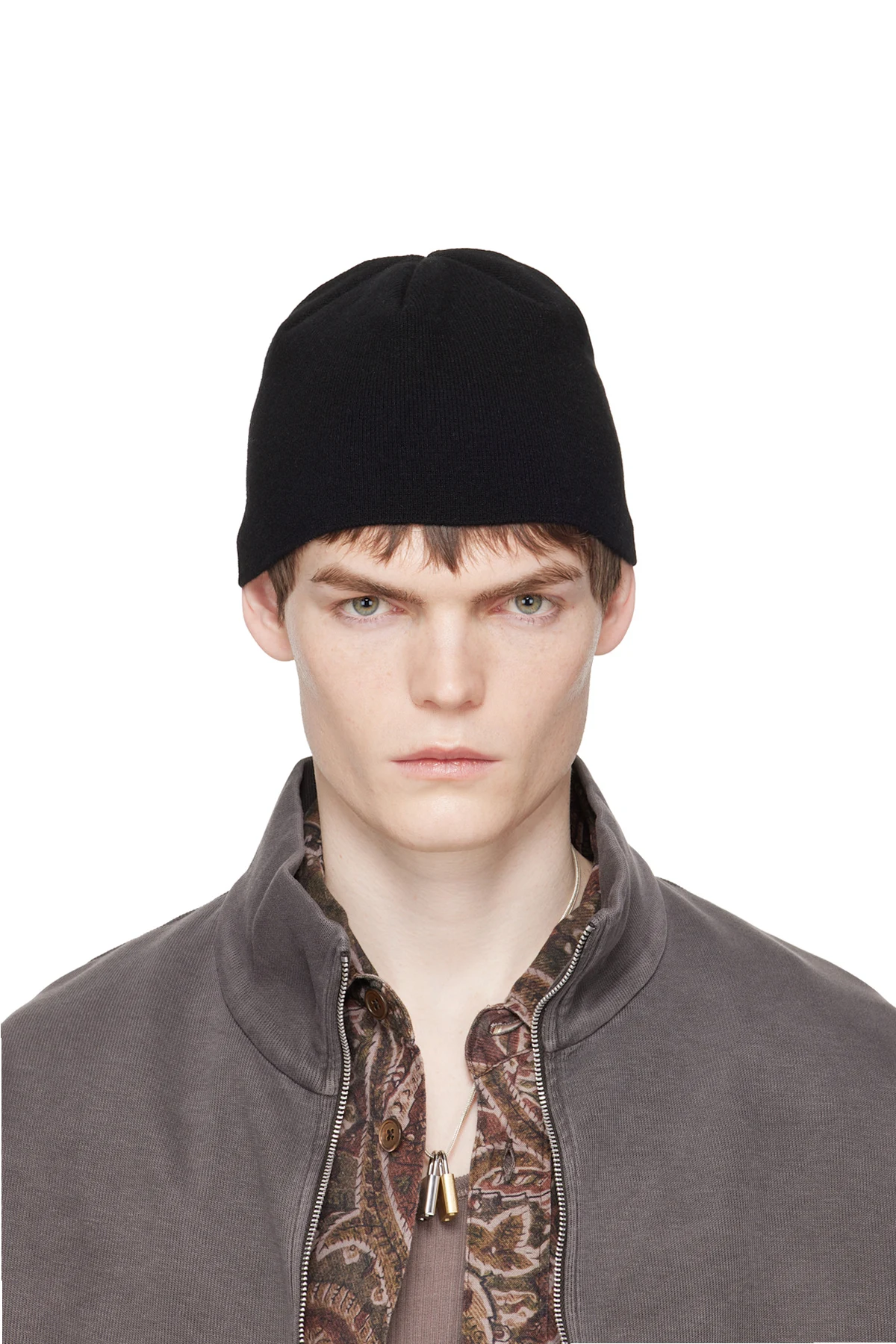 Black Merino Wool Beanie