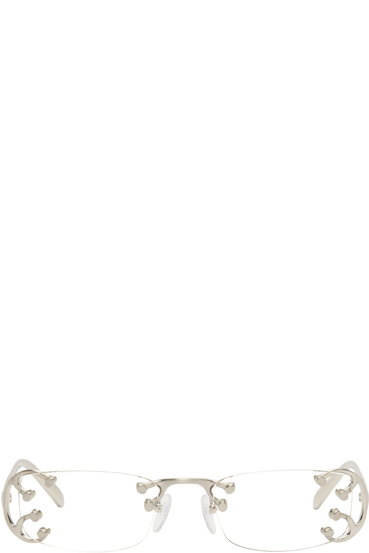 Silver Rimless Metal Glasses