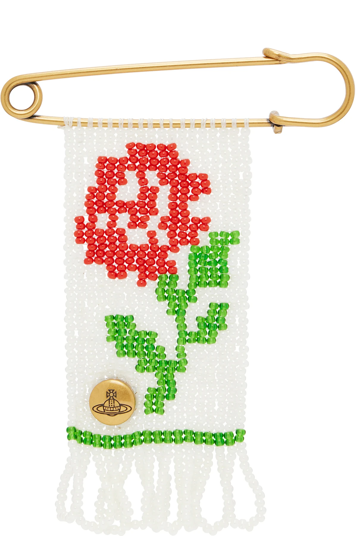 Rose Beaded Charm Brooch