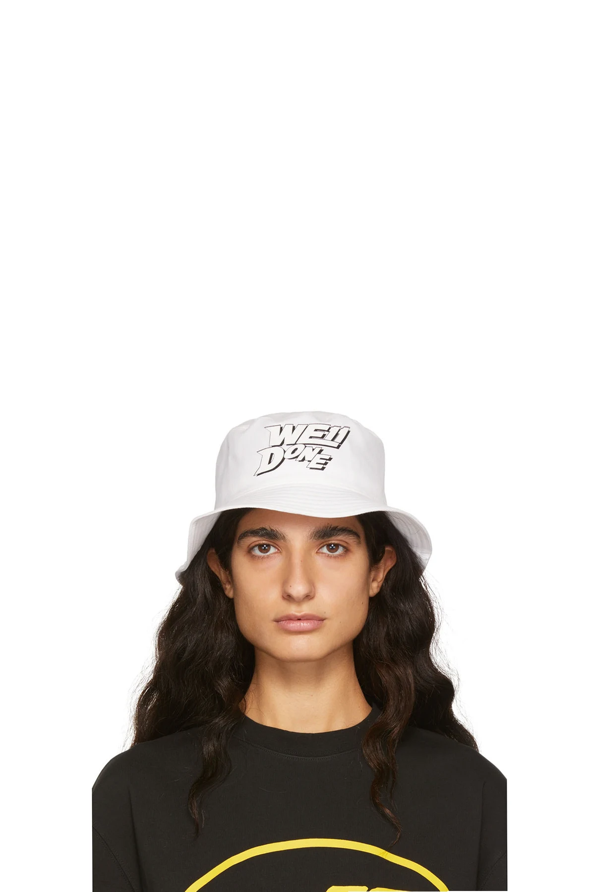 White Basic Logo Bucket Hat