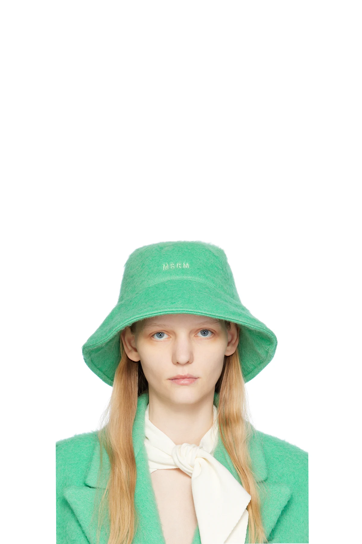 Green Shag Knit Bucket Hat