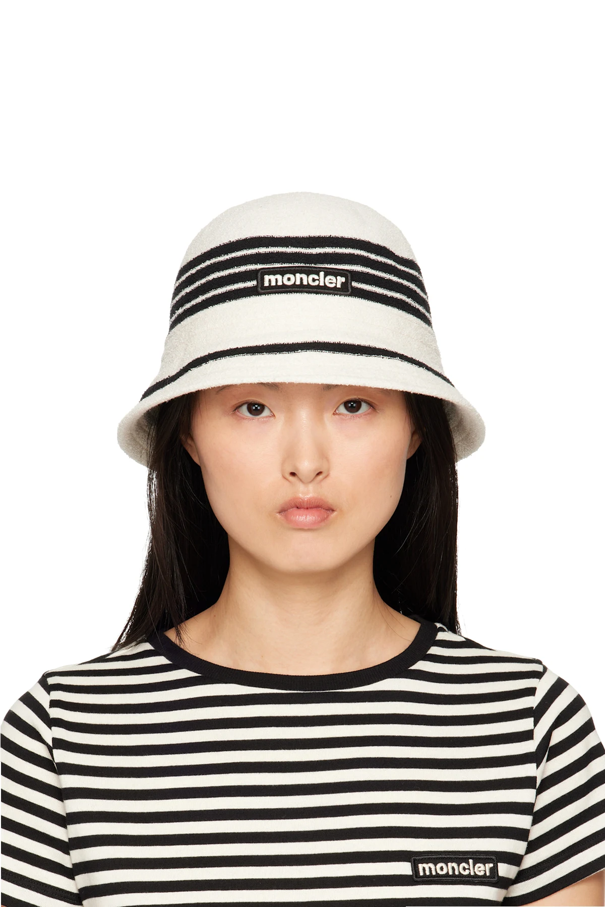 Off-White & Black Striped Bucket Hat