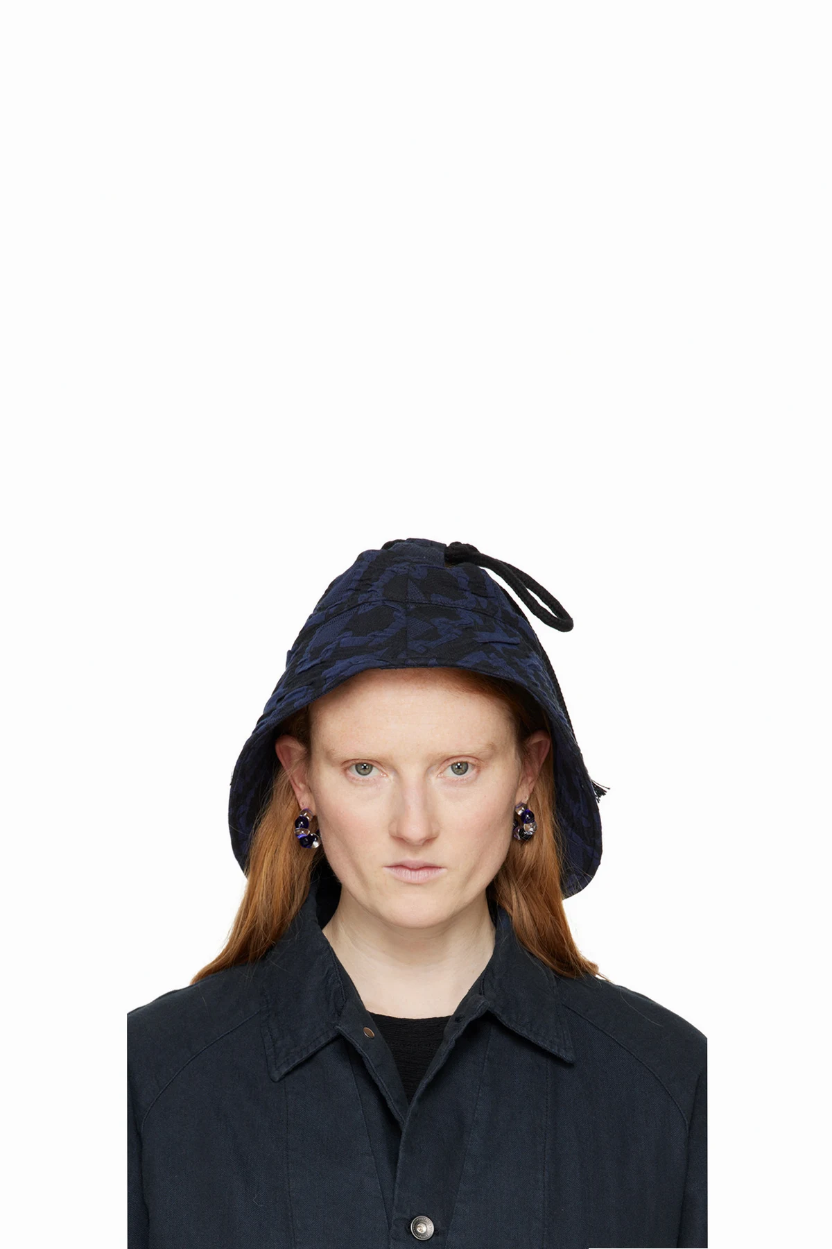Black & Navy Box Fisherman Hat