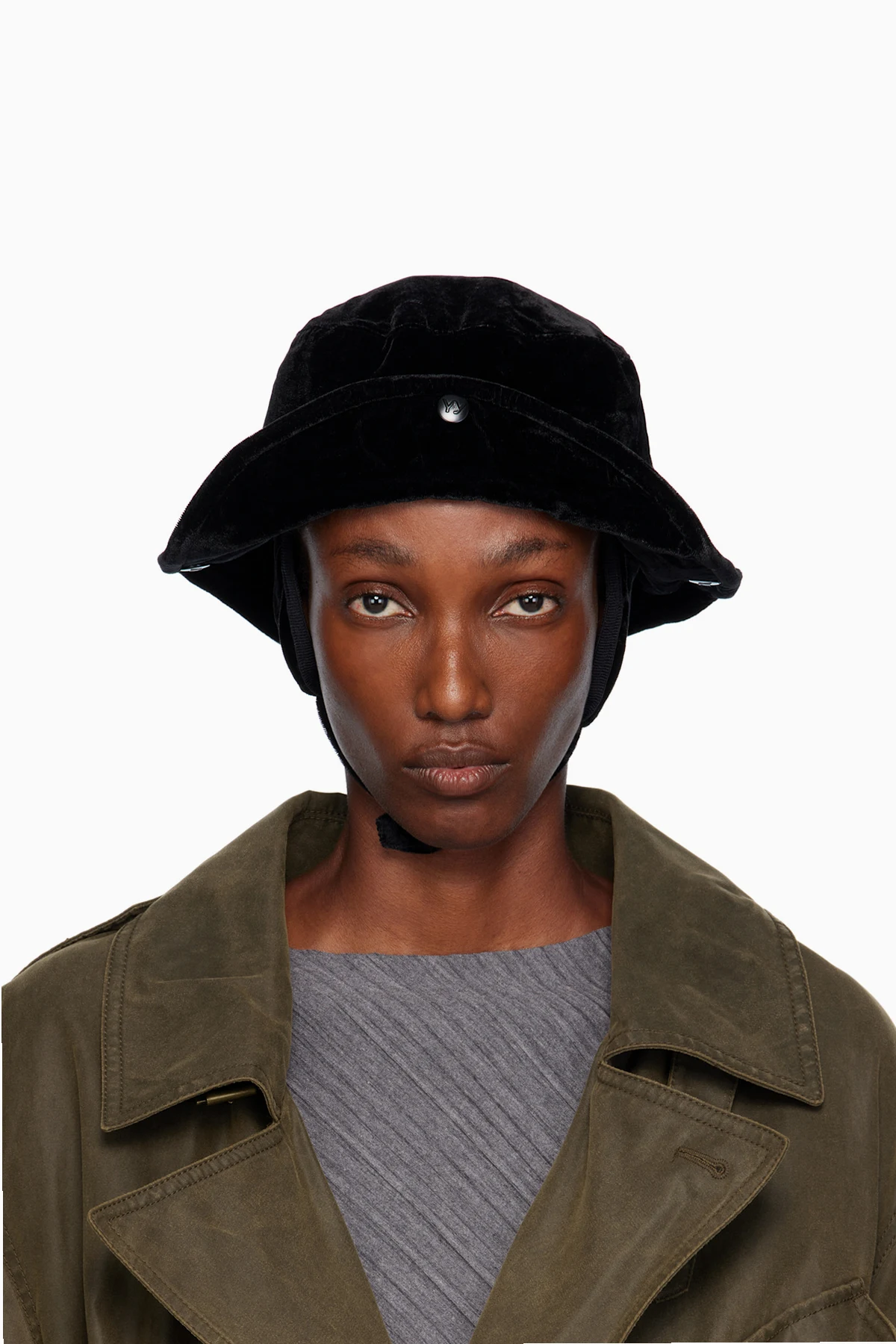 Black Detachable Ear Flap Bucket Hat