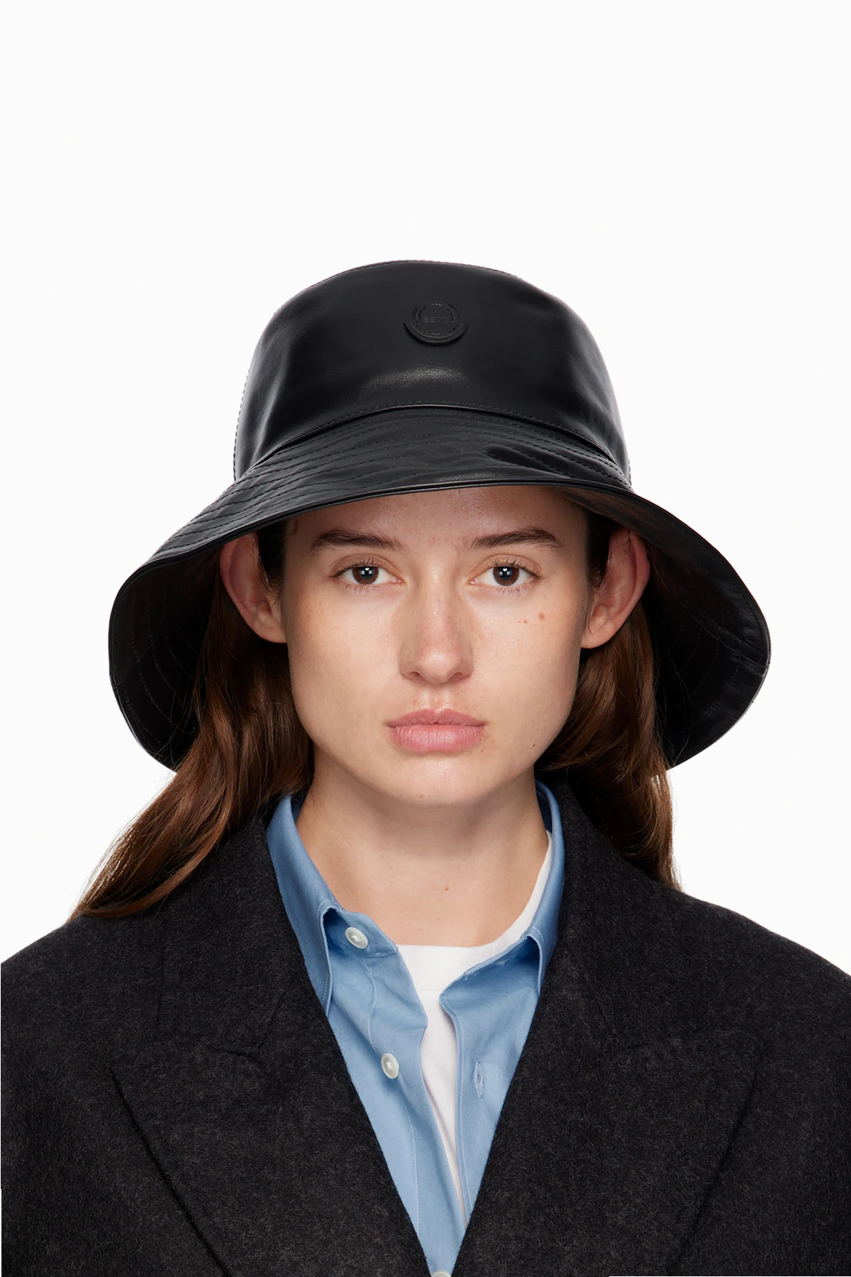 Moncler x EE72 Black Leather Bucket Hat
