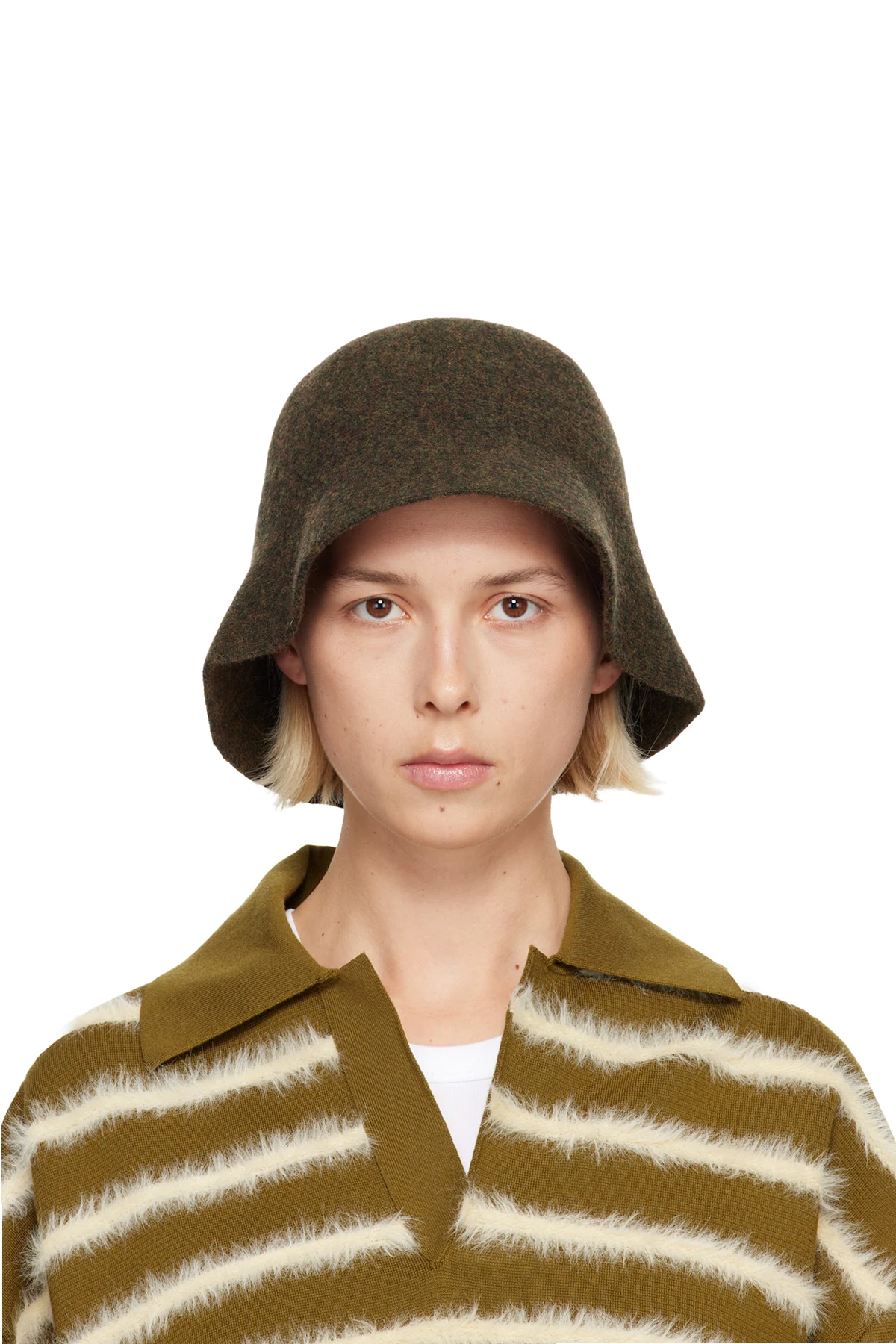 Khaki Cloche Bucket Hat