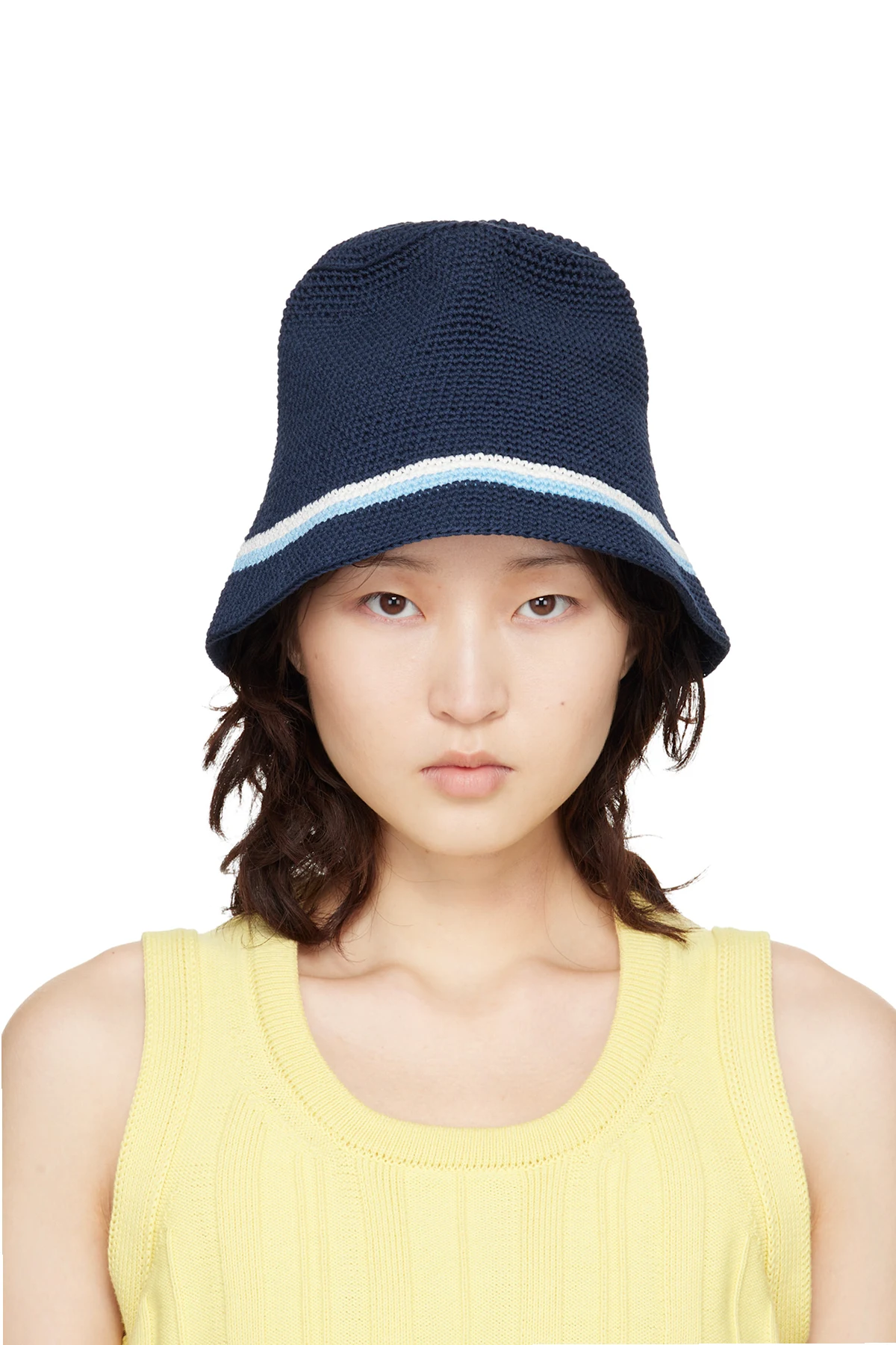 Navy Schnabel Cotton Crochet Bucket Hat
