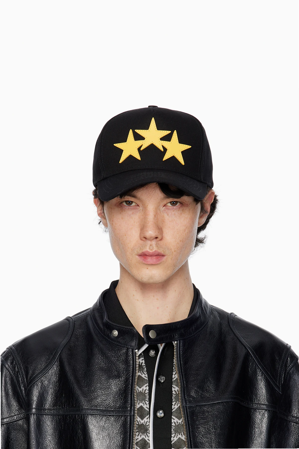 Black 3 Star Canvas Cap