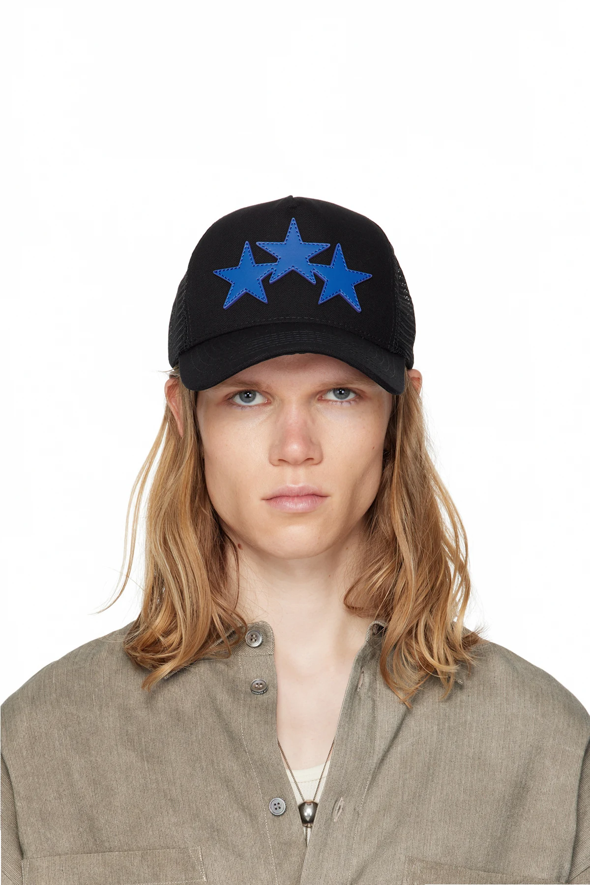 Black 3 Star Trucker Cap