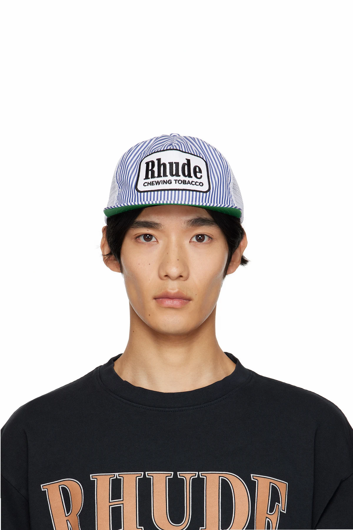 Blue & White Striped 'Tobacco' Cap