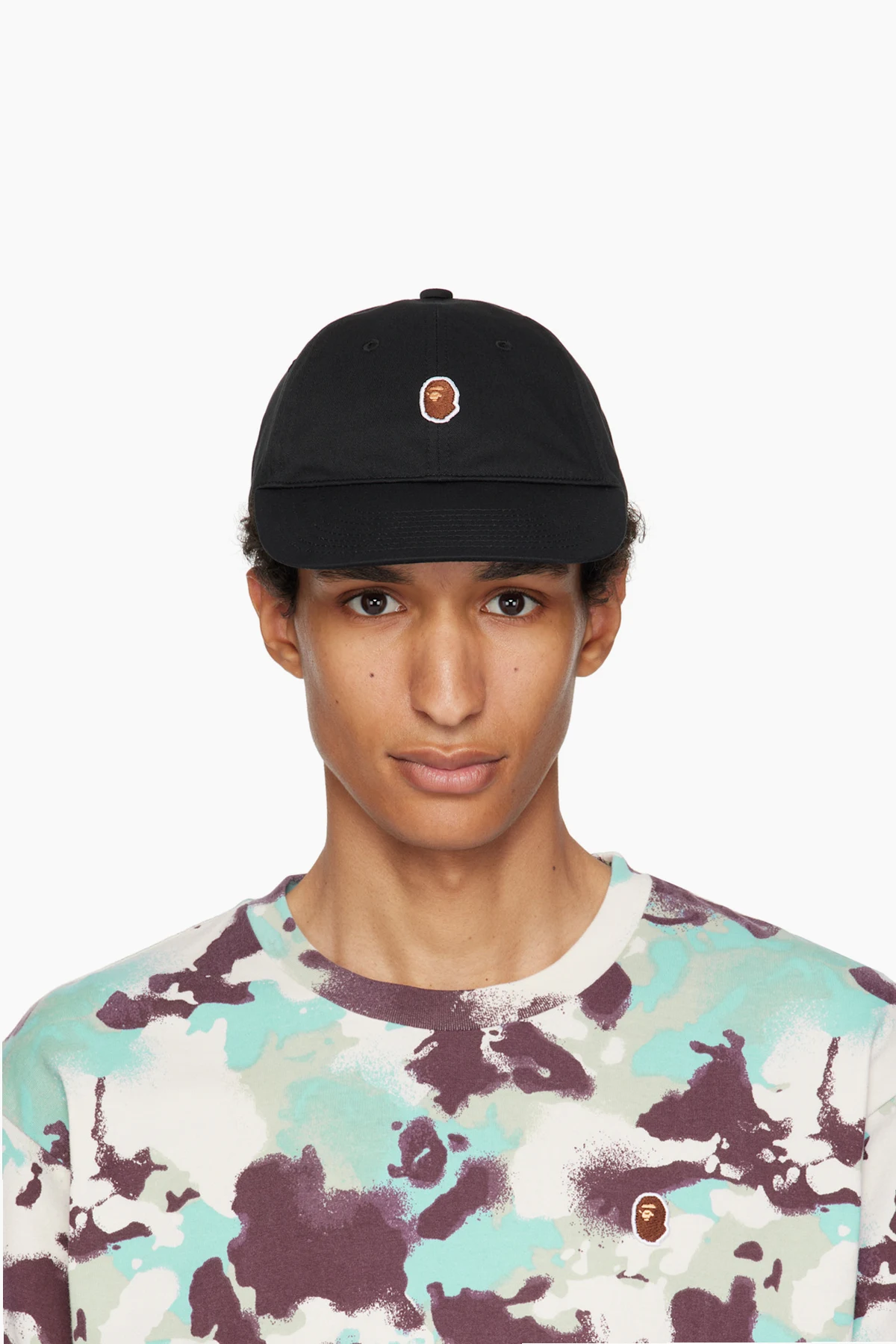 Black One Point Cotton Twill Cap