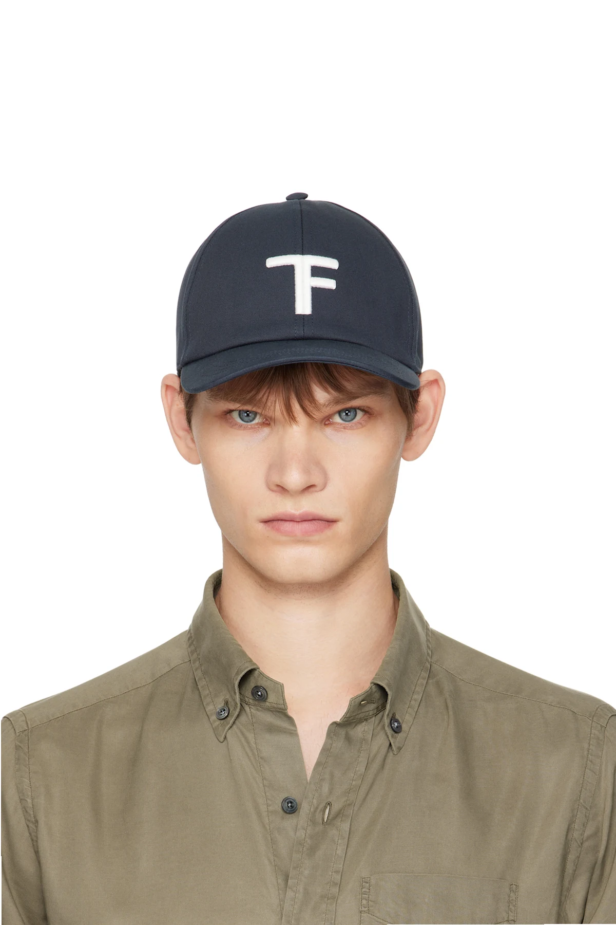 Navy Canvas & Smooth Leather Cap