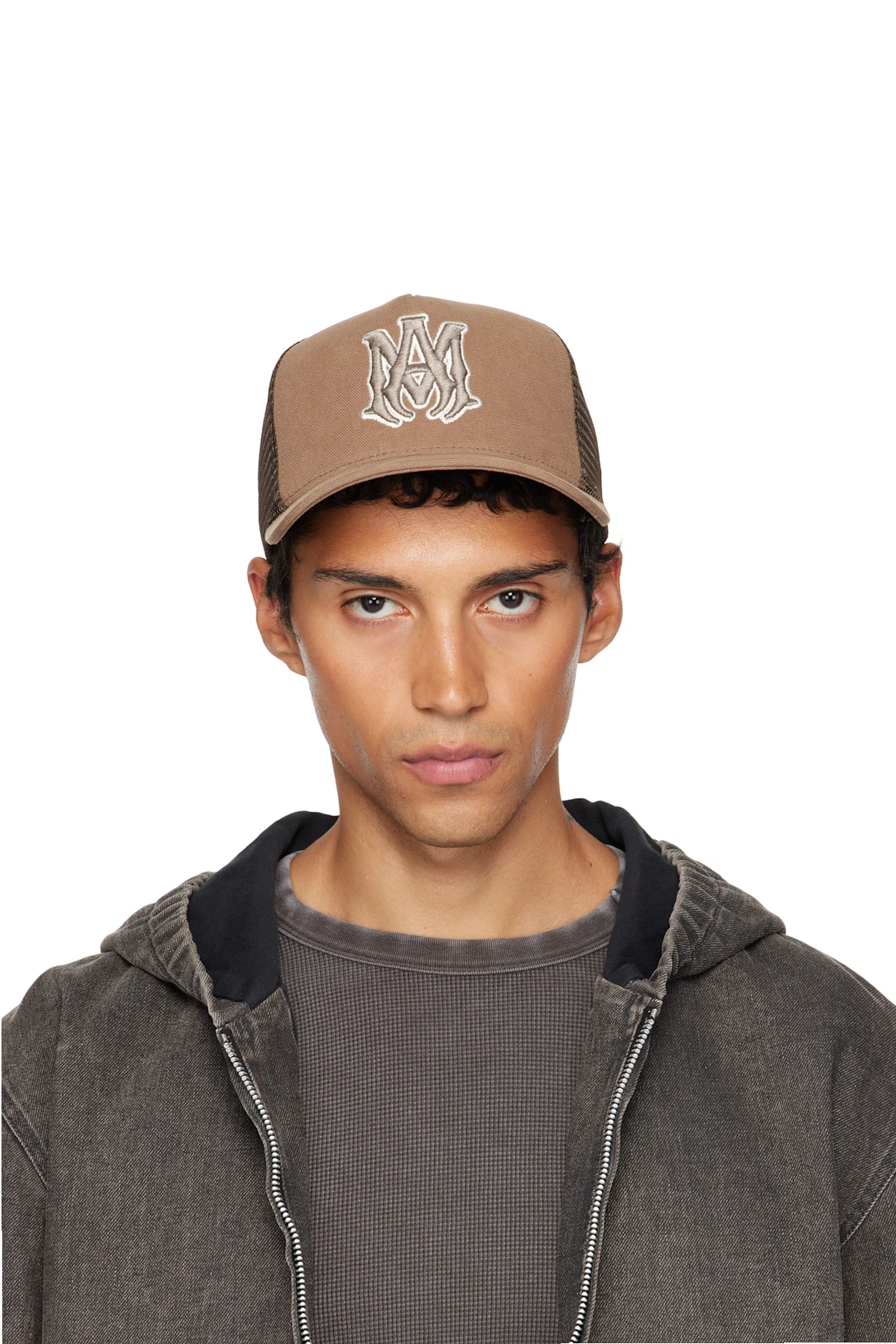 Brown MA Outline Trucker Cap