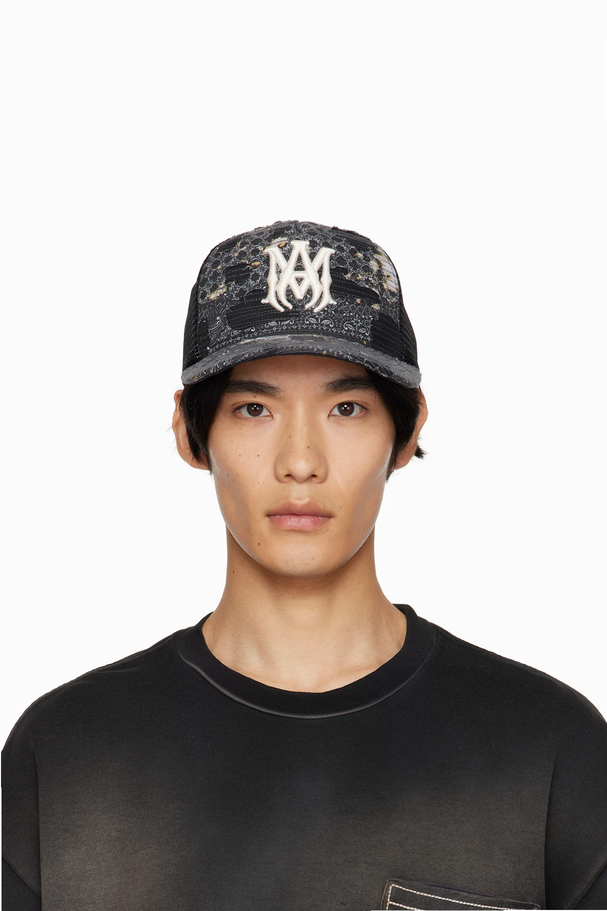 Black Bandana Repair Trucker Cap