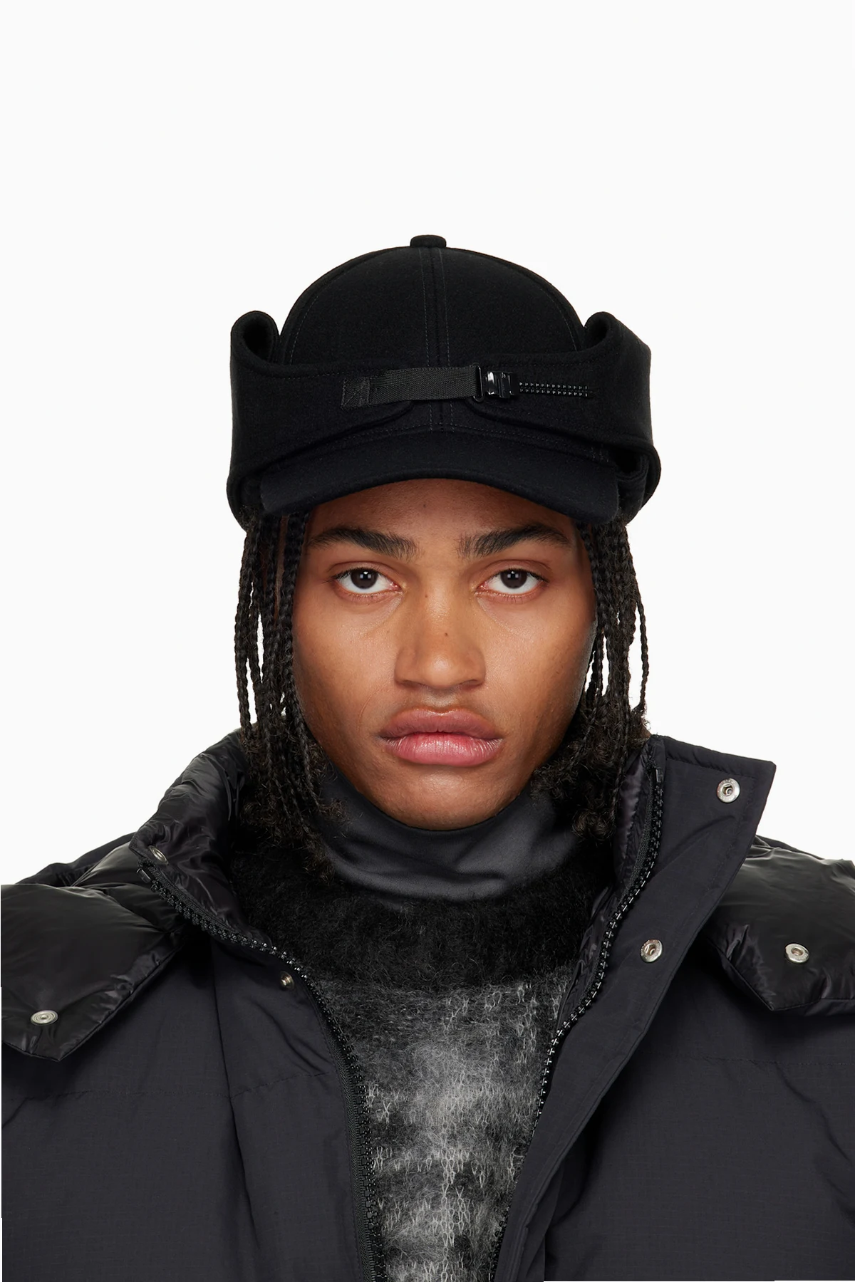 Black Belt Wool Melton Cap