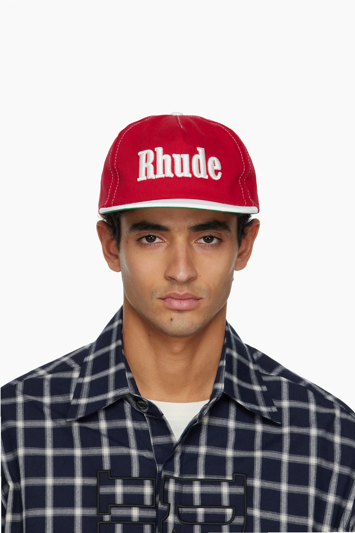 Red & White 'Rhude' Contrast Logo Cap
