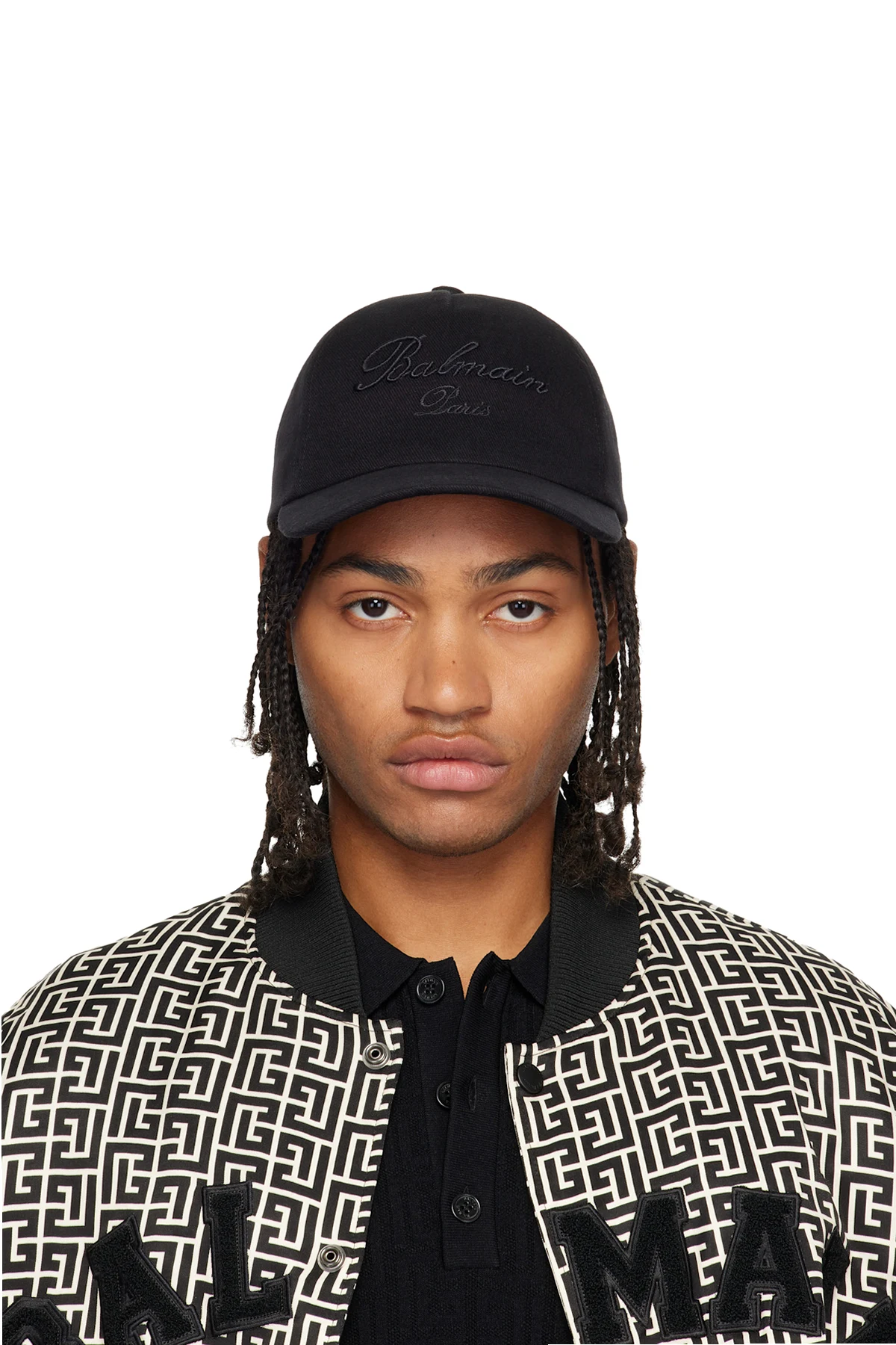 Black 'Balmain Signature' Cotton Cap